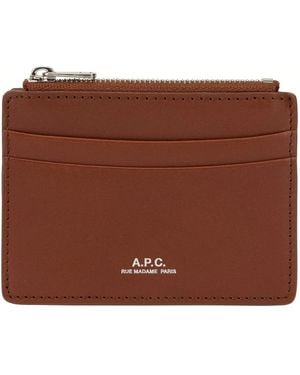 A.P.C. Leather Card Holder Andre - Brown