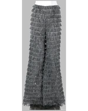 Alberta Ferretti Fringes Fil Coupé Pants - Gray