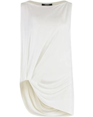 Jacquemus Square-Neck Side Cut-Out Top Viscose Blouses - White