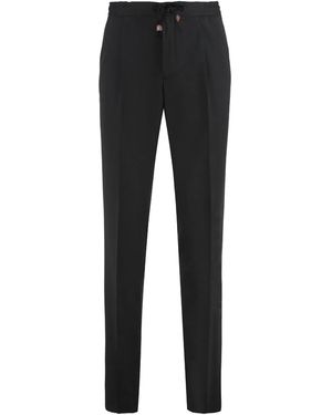 Slowear Tapered Fit Wool Trousers - Black