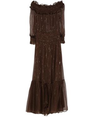 Self-Portrait Dress Line Details - Brown