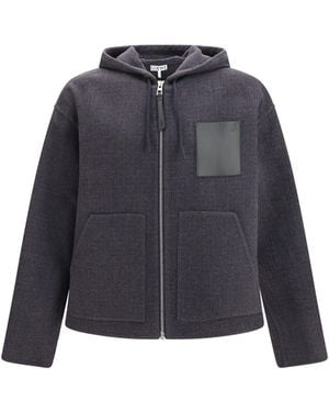 Loewe Wool Blend Hooded Jacket - Blue