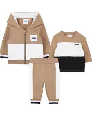BOSS Colour-Blocked Hooded Tracksuit Set - White