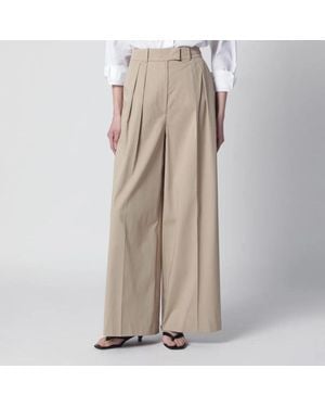 Anine Bing Lou Trousers With Pleats - Natural