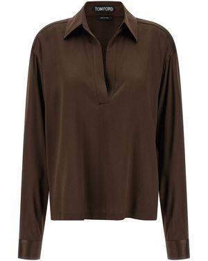 Tom Ford Silk Polo Shirt - Brown