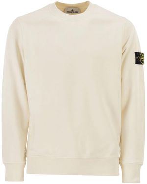 Stone Island Regular Fit Crew Neck Sweatshirt With Raglan Sleeves - Natural
