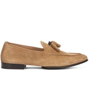 Doucal's Suede Loafers With Napa - Brown