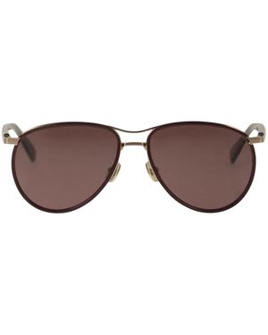 Brunello Cucinelli Titanium Aviator Sunglasses With Polarised Lenses - Brown