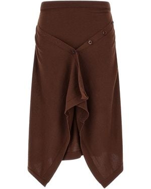 Lemaire Wool Midi Skirt - Brown