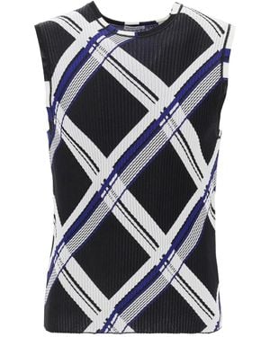 Burberry Check Silk Top - Blue