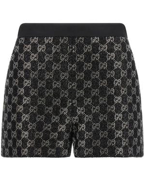 Gucci Gg Lamé Tweed Shorts - Black