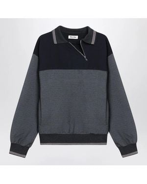 Miu Miu Sweatshirt With Zip Anthracite - Blue