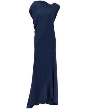 Alberta Ferretti Draped Asymmetrical Dress - Blue