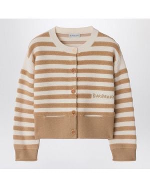 Burberry Striped Cardigan - Natural