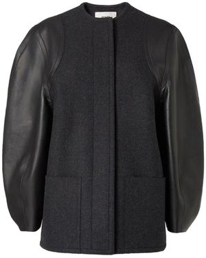 Fendi Wool And Leather Coat - Black
