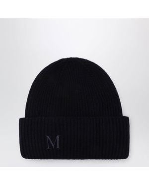 Max Mara Mmretina Initial Ribbed Beanie - Black