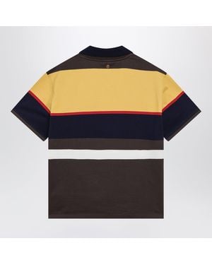 Versace Color-Block Striped Cotton Polo T-Shirt - Blue