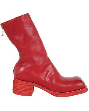 Guidi Back Zip Mid Boots - Red