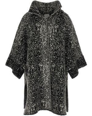 Nude Bouclé Coat - Black