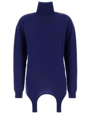 Saint Laurent Pull Col Roule Detail Porte-Ja - Blue