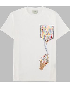 Fendi T-Shirt Con Stampa Grafica Da Bambina - White