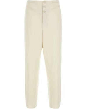 Saint Laurent Ivory Satin Pant - Natural