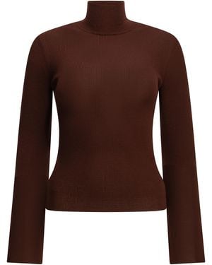 Max Mara Virgin Wool Turtleneck Sweater - Brown