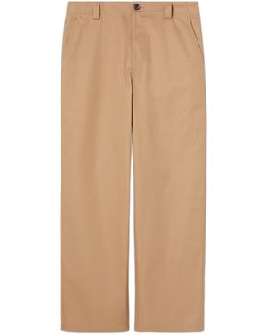 Gucci Compact Cotton Twill Pants With Web - Natural