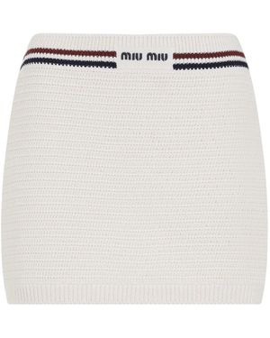 Miu Miu Cotton Mini Skirt - White