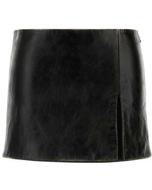 Miu Miu Leather Mini Skirt - Black