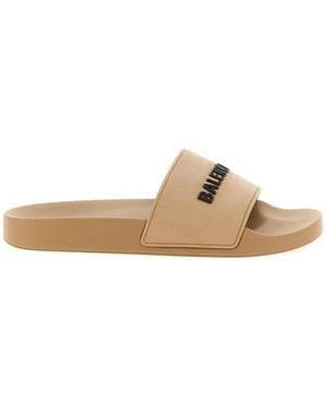 Balenciaga 'Slide Pool' Sandals - Natural