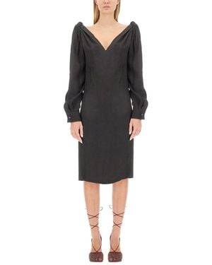 Bottega Veneta Viscose Midi Dress - Black