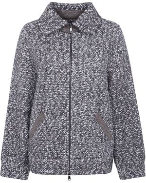 D.exterior Crystal Oversized Bomber Jacket - Grey