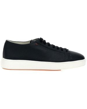 Santoni Leather Lace-Up Sneakers - Blue