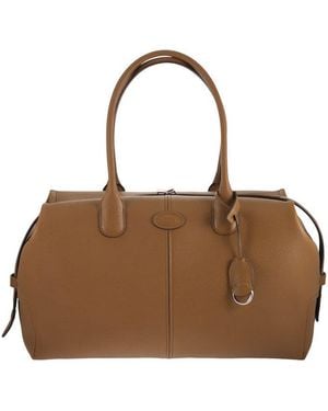 Tod's Hammered Calfskin Leather Travel Bag - Brown