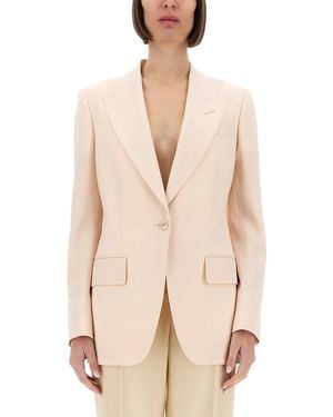 Tom Ford Single Breasted Wool Jacket - Natural