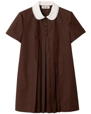 Miu Miu Chocolate Poplin Mini Dress - Brown