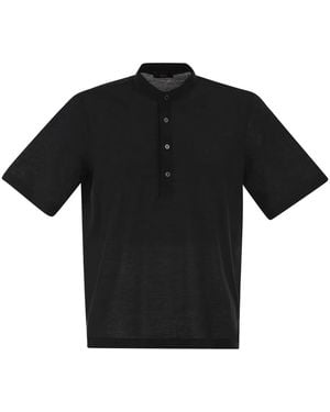 Herno Jersey Polo Shirt With Seraph Collar - Black