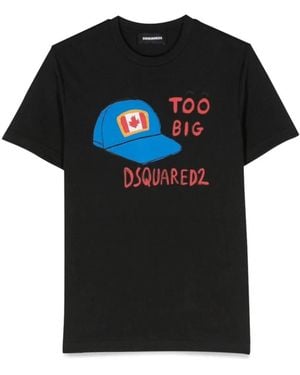 DSquared² Hat Print T-Shirt - Black