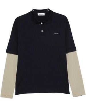 Miu Miu Cotton Layered Polo Shirt - Blue