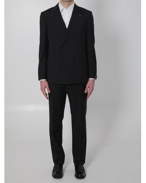 Tagliatore Super 110S Virgin Wool Double-Breasted Suit - Black