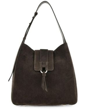 Hogan Trend Leather Hobo Bag - Black