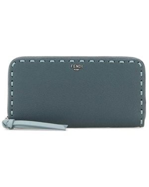 Fendi Zip Around Wall Selleria Micro - Gray