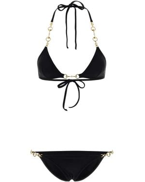 Gucci Hobrsebit Detail Triangle Bikini Set - White