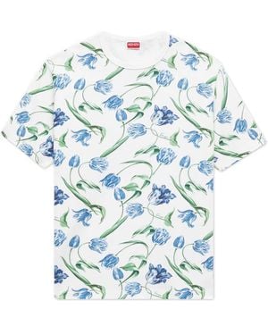 KENZO Tulip' Cotton T-Shirt - Blue