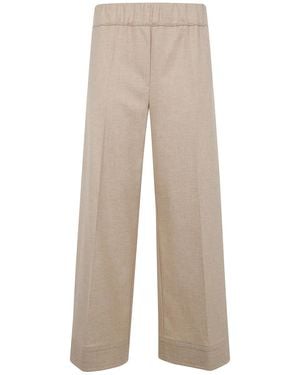 D.exterior Soft Flanel Wide Leg Short Pants - Natural
