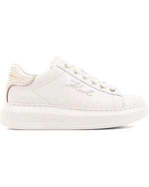 KARL LAGERFELD Leather Rubber Sneakers - White