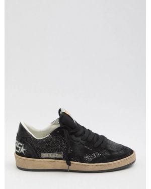 Golden Goose Ball Star Glittered Suede Trainers - Black