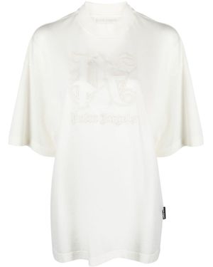 Palm Angels Logo Print Cotton Tee - White