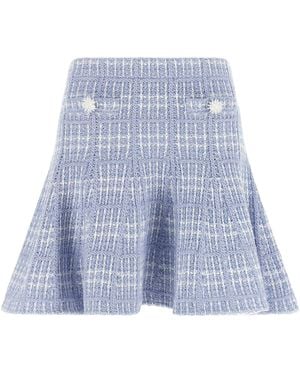 Self-Portrait Self Portrait Check Knit Skirt - Blue